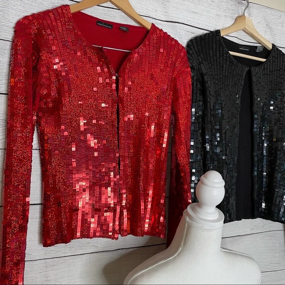 3 PIECE SET Moda International Vintage Y2K Sequin Tube Top & Cardigans XS - Picture 7 of 13